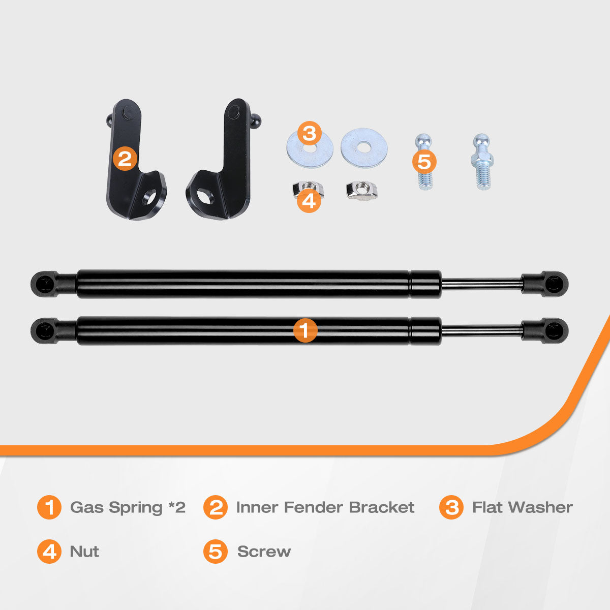 Hydraulic Hood Lift Supports for 2024-2026 Ford Ranger