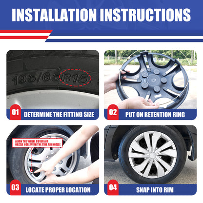 WINJET 15' Hubcaps Wheel Rims Cover for 2007-2025 NISSAN VERSA  - Chrome