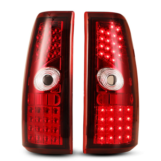 For 1999-2006 Chevy Silverado 1500 2500 3500/1999-2002 GMC Sierra 1500 2500 3500 LED Tail Light - Chrome / Red