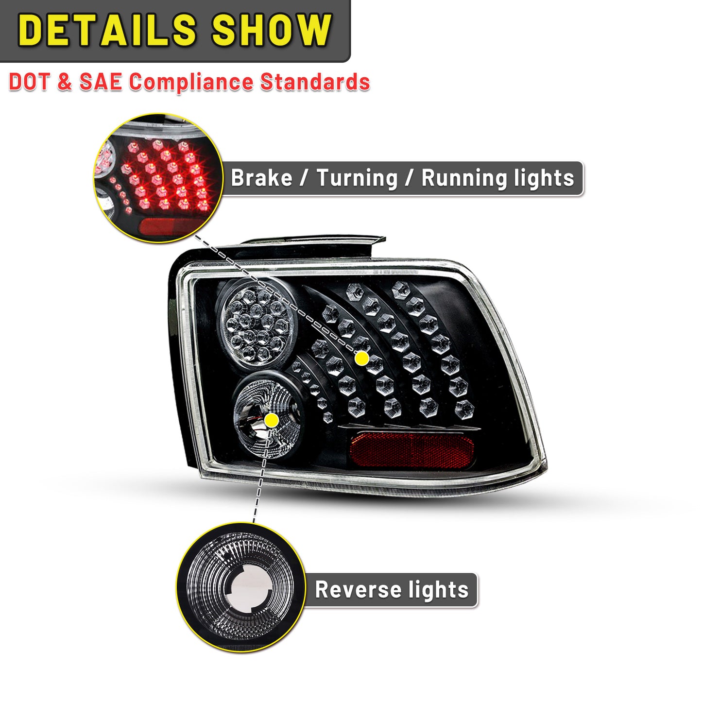 1999-2004 Ford Mustang LED Tail Light - Black/Clear