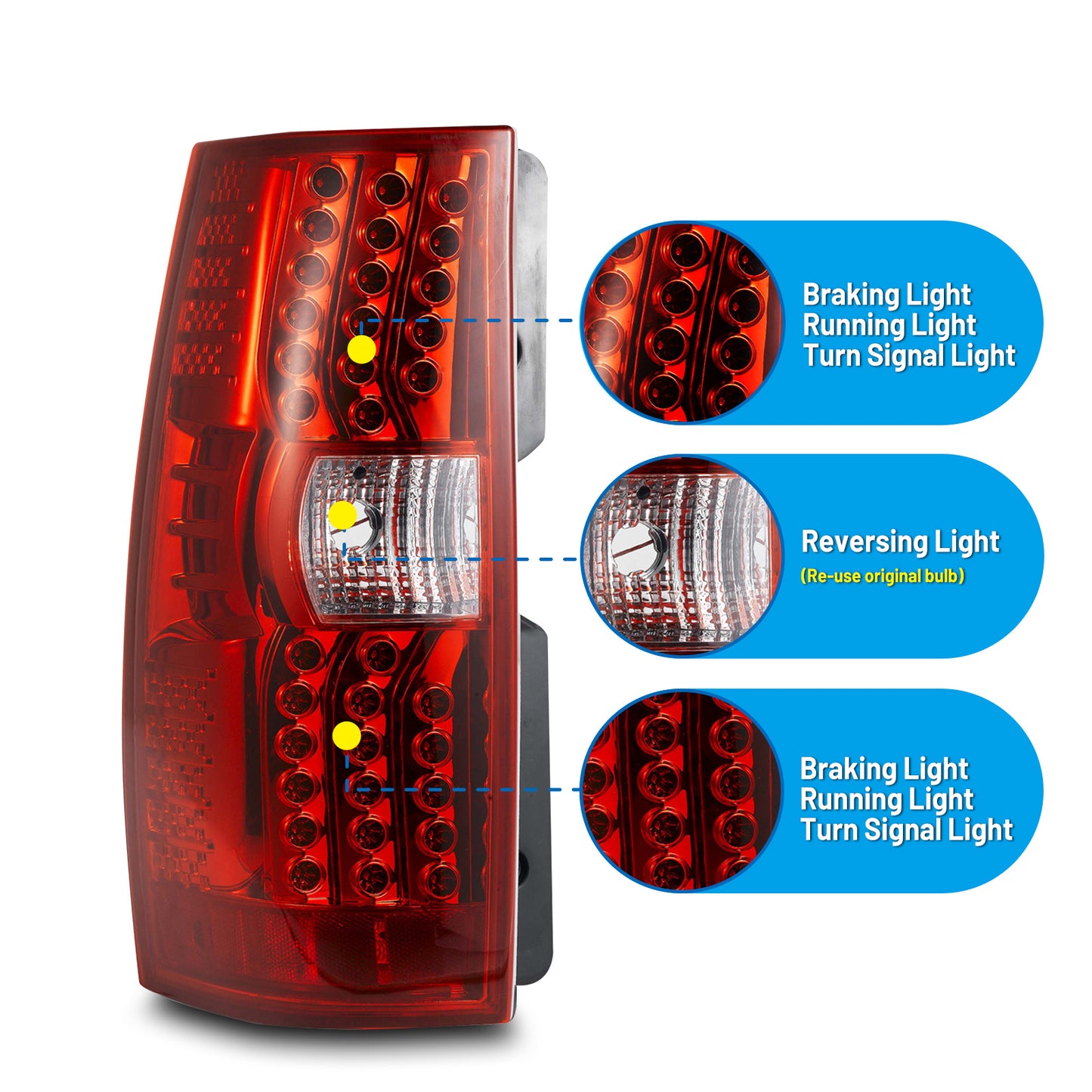 Luces traseras LED para Chevrolet Suburban 1500 2500/Tahoe 2007-2014, cromadas y rojas