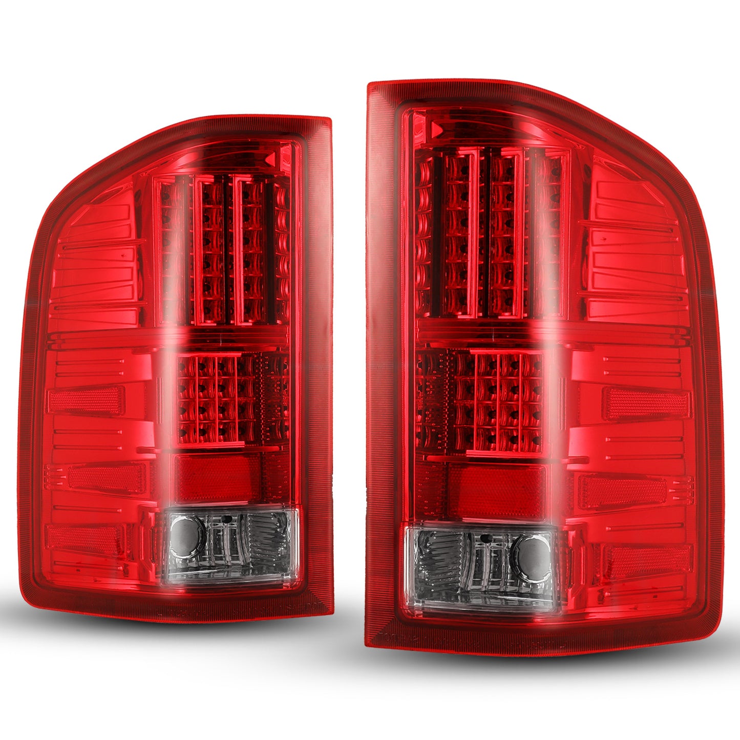 For 2008-2013 Chevy Silverado 1500/2008-2014 Chevy Silverado 2500 HD 3500 HD/2007 Chevy Silverado 1500 2500 3500 New Body LED Tail Light - Chrome / Red