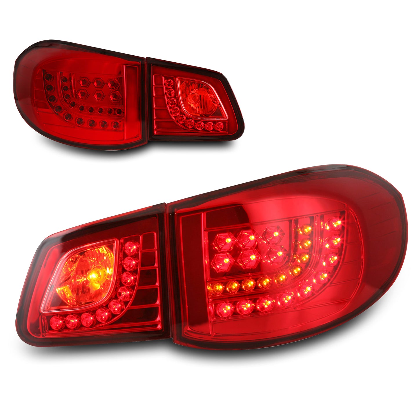 2009-2011 Volkswagen Tiguan LED Tail Lights - Chrome / Red