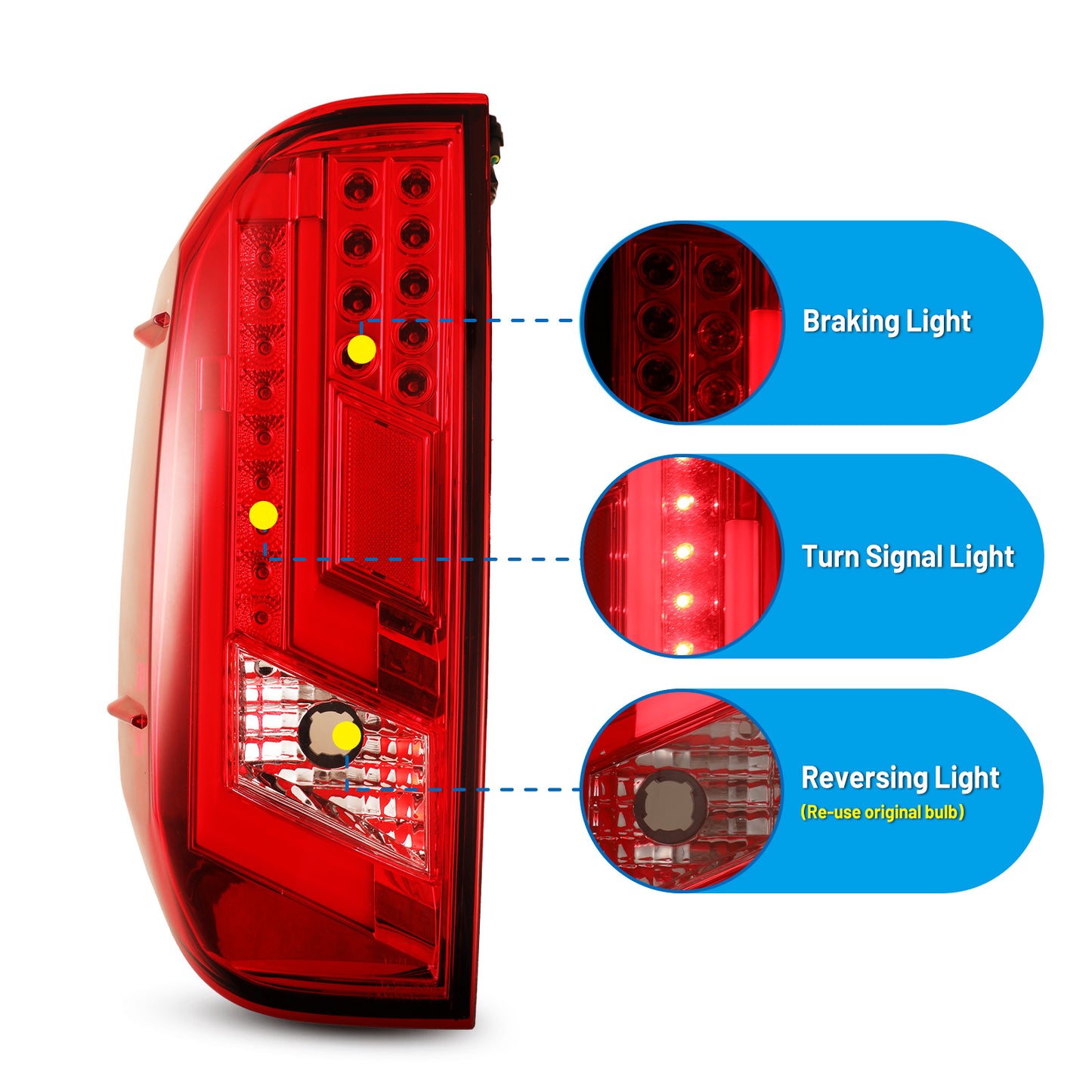 2014-2021 Toyota Tundra Tail Lights - Chrome / Red