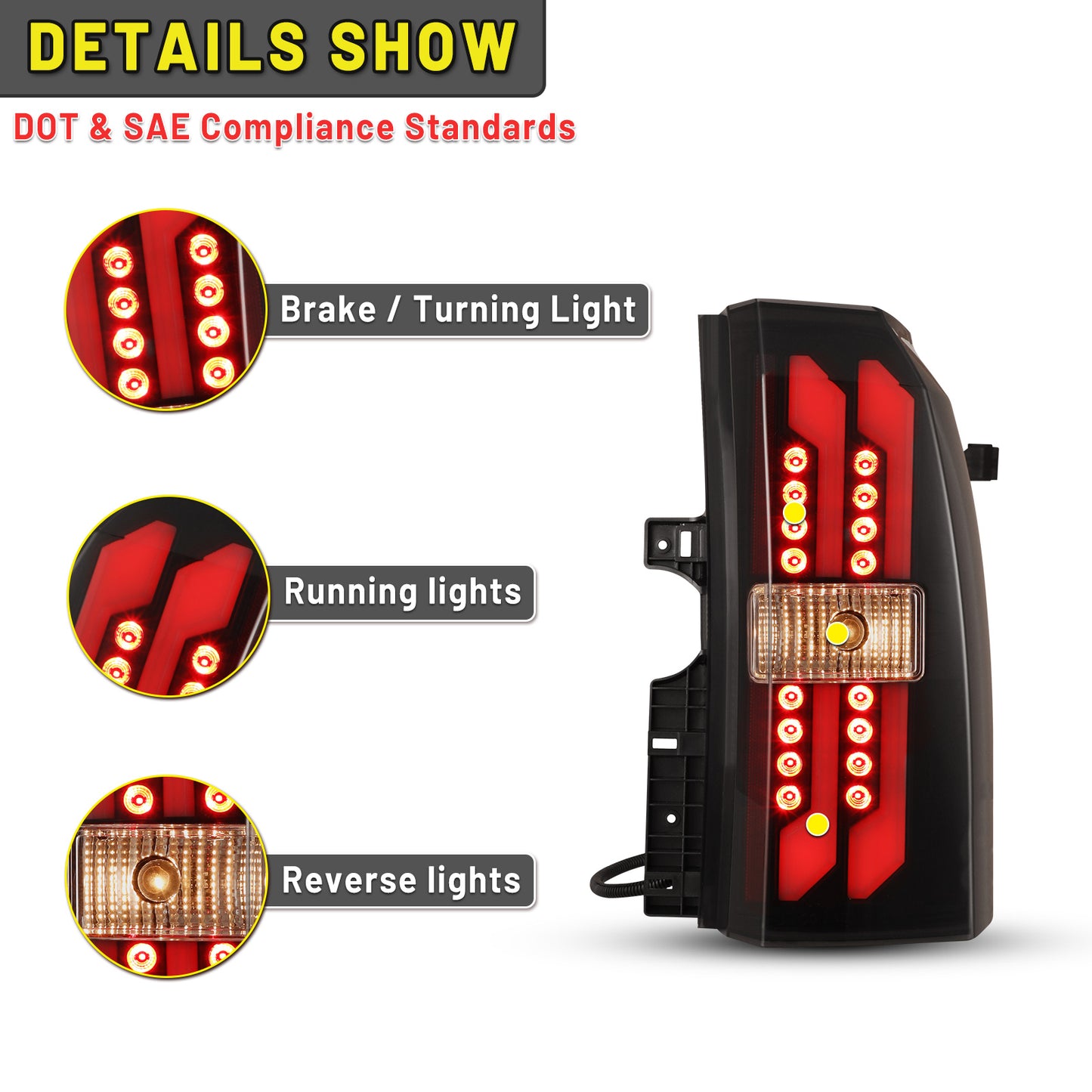 For 2015-2020 Chevrolet Tahoe/Chevrolet Suburban LED Tail Lights - Black / Smoke