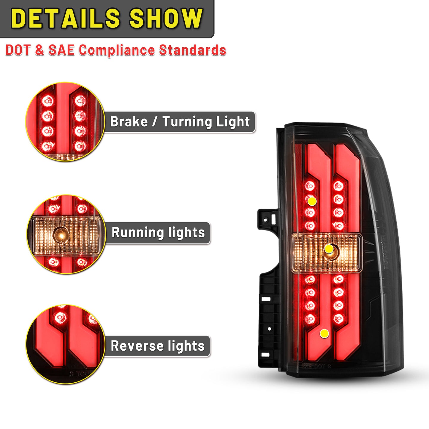 2015-2020 Chevrolet Tahoe / Suburban LED Tail Light - Glossy Black / Clear