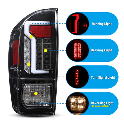 For 2016-2023 Toyota Tacoma LED Tail Light - Matte Black/Clear