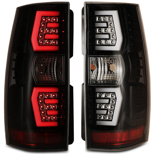 For 2007-2014 Chevy Suburban 1500 2500/Tahoe LED Sequential Tail light - Gloss Black / Clear