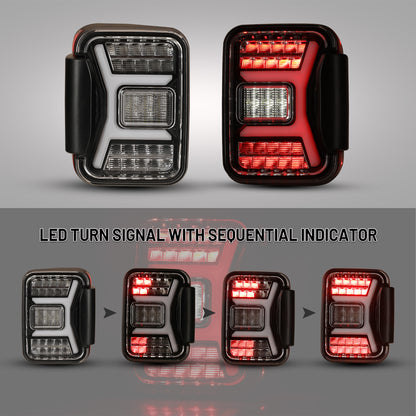 Luz trasera LED Jeep Gladiator 2019-2023 con señal de giro secuencial LED/freno secuencial (negro brillante/transparente)