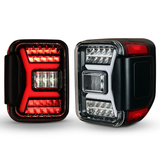 For 2018-2024 Jeep Gladiator JT LED Sequential Tail light - Gloss Black/Clear