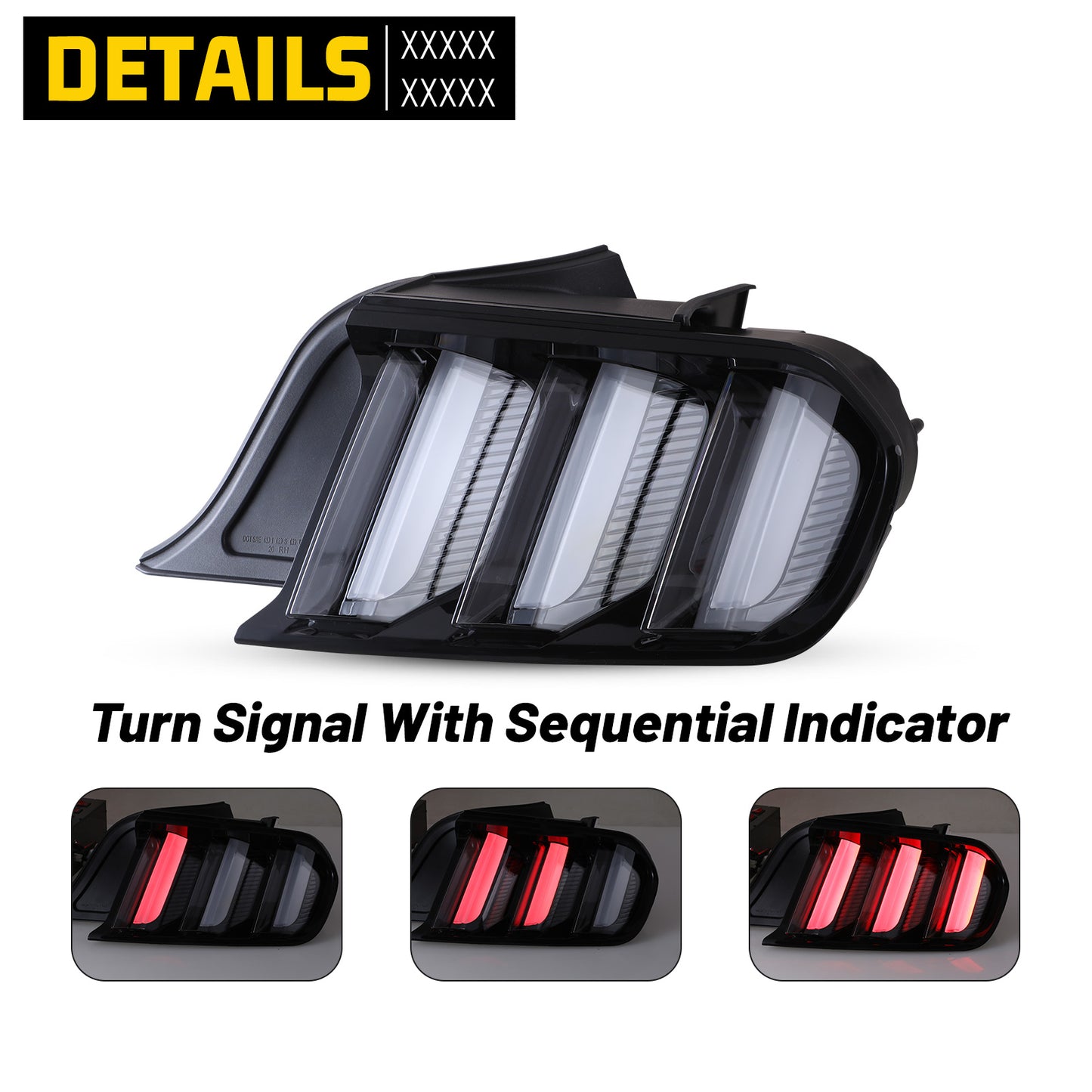 2015-2023 Ford Mustang Coupe & Convertible/2016-2020 Ford Mustang Shelby GT350/2020-2023 Ford Mustang Shelby GT500 Sequential LED Tail Light - Glossy Black / Clear