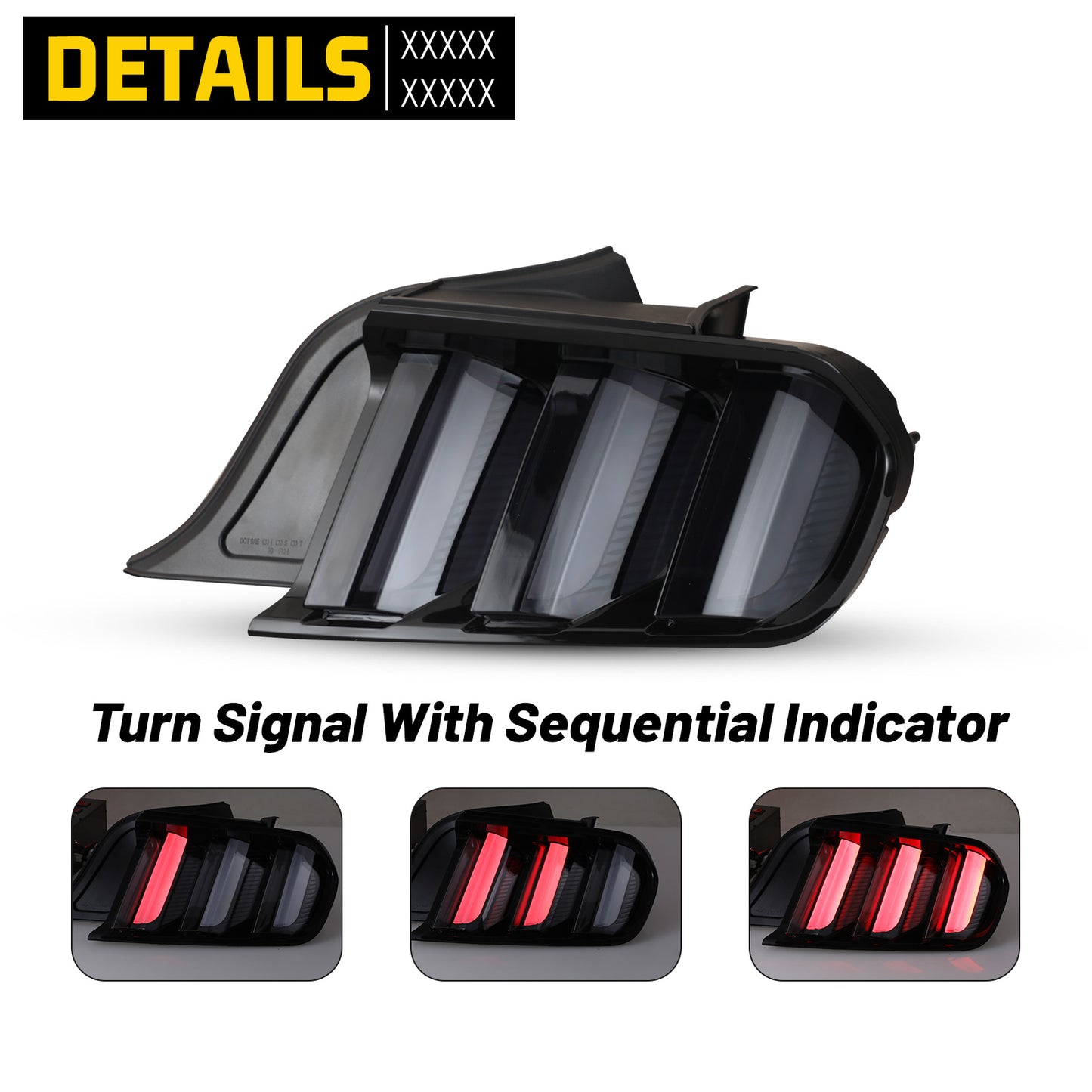 2015-2023 Ford Mustang Coupe & Convertible/2016-2020 Ford Mustang Shelby GT350/2020-2023 Ford Mustang Shelby GT500 Sequential LED Tail Light - Glossy Black / Smoke