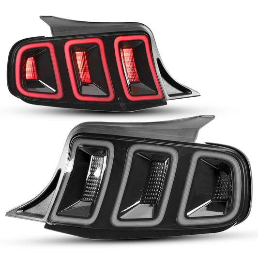 2010-2014 Ford Mustang LED Tail Lights - Black/ Clear