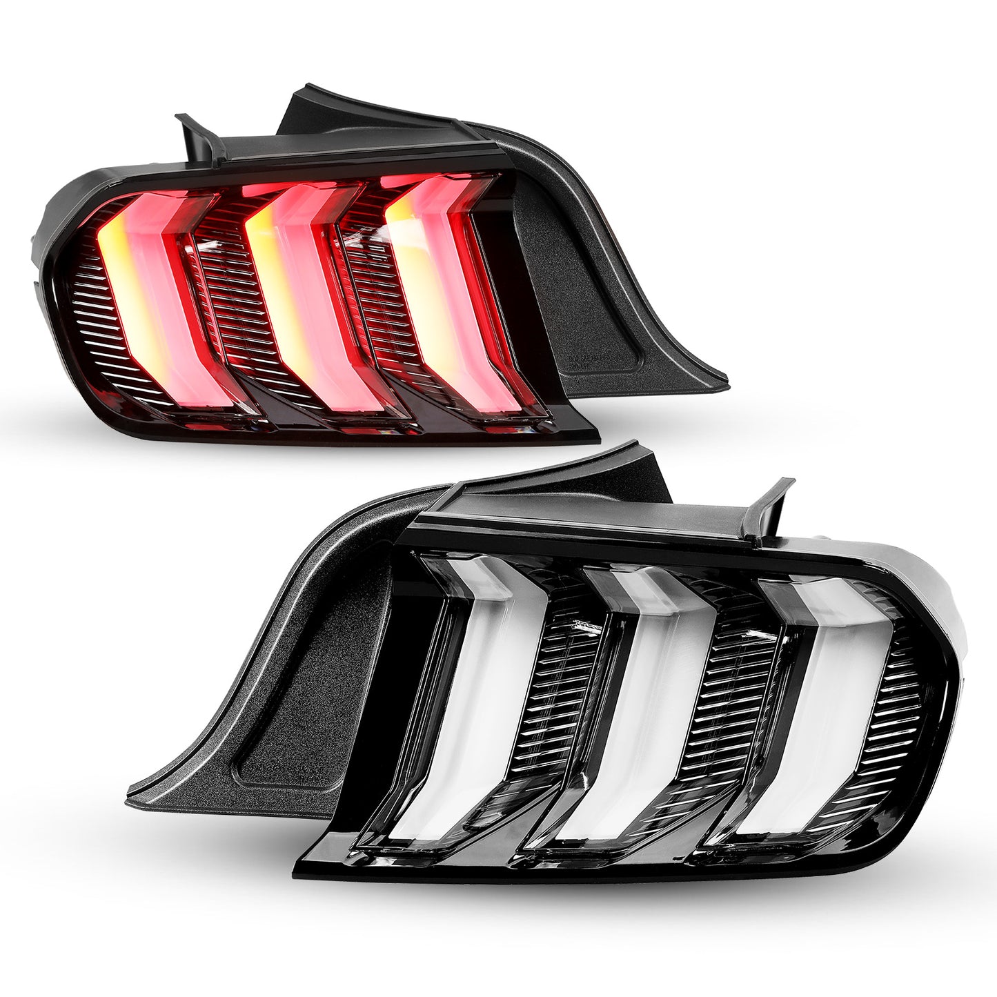 2015-2023 Ford Mustang Coupe & Convertible/2016-2020 Ford Mustang Shelby GT350/2020-2023 Ford Mustang Shelby GT500 LED Tail Lights - Glossy Black/Clear
