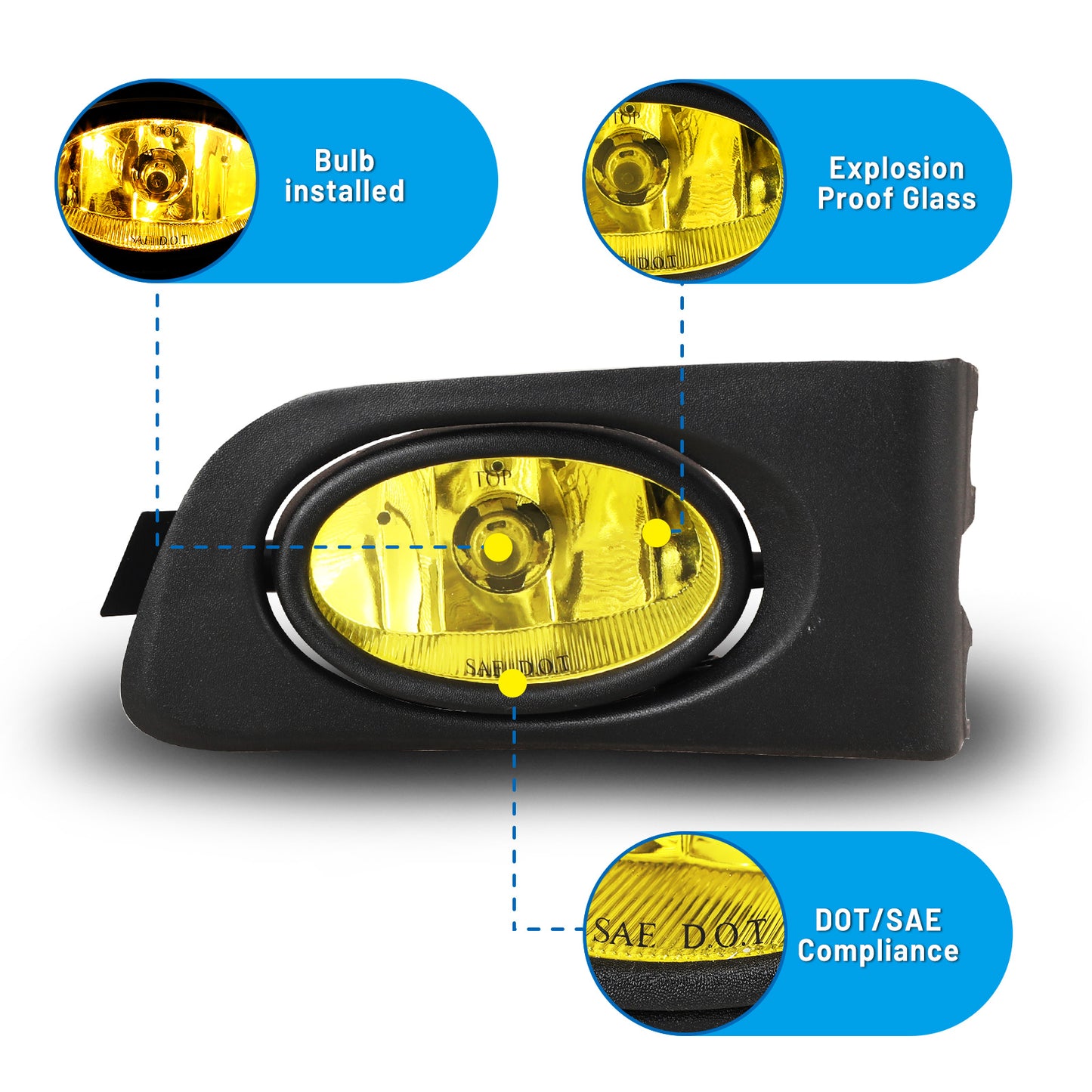 Luz antiniebla Honda Civic DX 2001-2003/Honda Civic EX LX 2001-2005, color amarillo