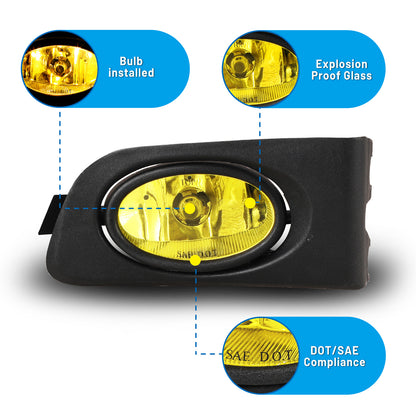 For 2001-2003 Honda Civic DX/2001-2005 Honda Civic EX LX  Fog Light - Yellow