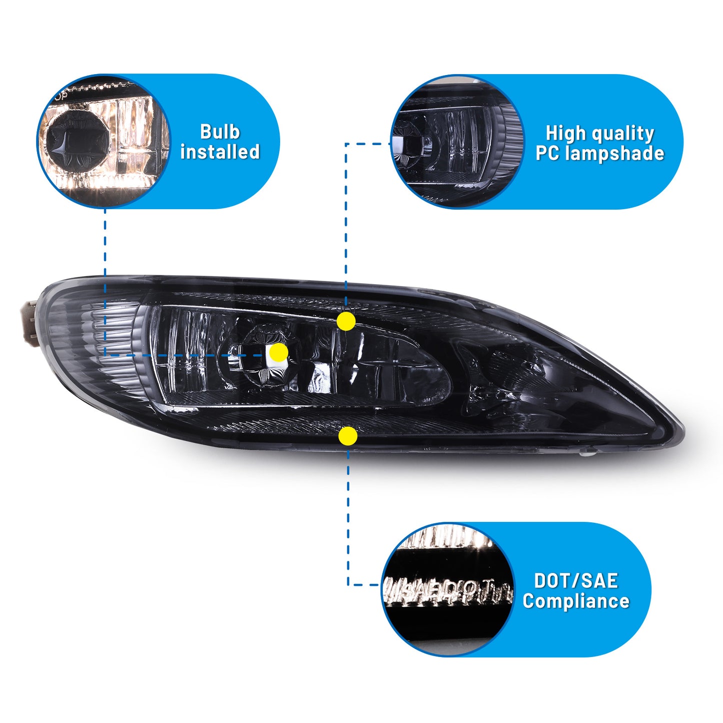 For 2002-2004 Toyota Camry/2005-2008 Toyota Corolla/2002-2003 Toyota Solara Fog Light - Smoke