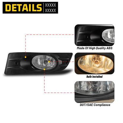 For 2006-2007 Honda Accord 2Dr Fog Light - Clear