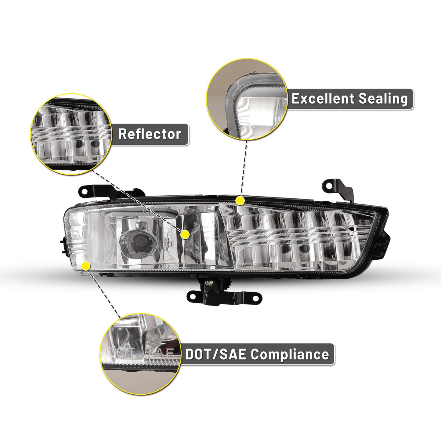 Luces antiniebla de repuesto para Hyundai Accent 2006-2011, transparentes