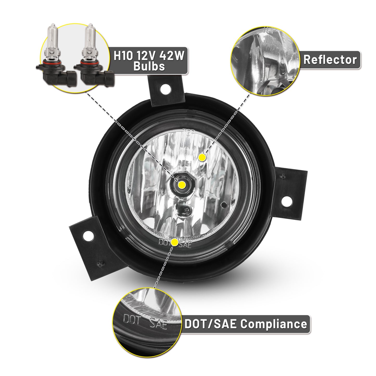 Luces antiniebla de repuesto para Ford Ranger 2001-2003, transparentes