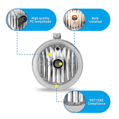 2005-2010 Dodge Challenger/Charger/Nitro/Avenger/Caliber/Caravan/Grand Caravan/2005-2009 Chrysler Sebring/Pacifica/Town &amp; Country/2007-2009 Jeep Compass/Patriot Luz antiniebla - Transparente
