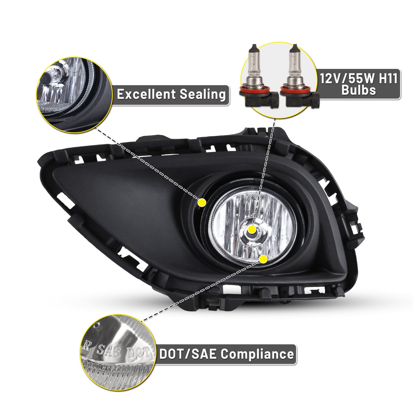 Luz antiniebla Mazda CX-9 2013-2015, transparente