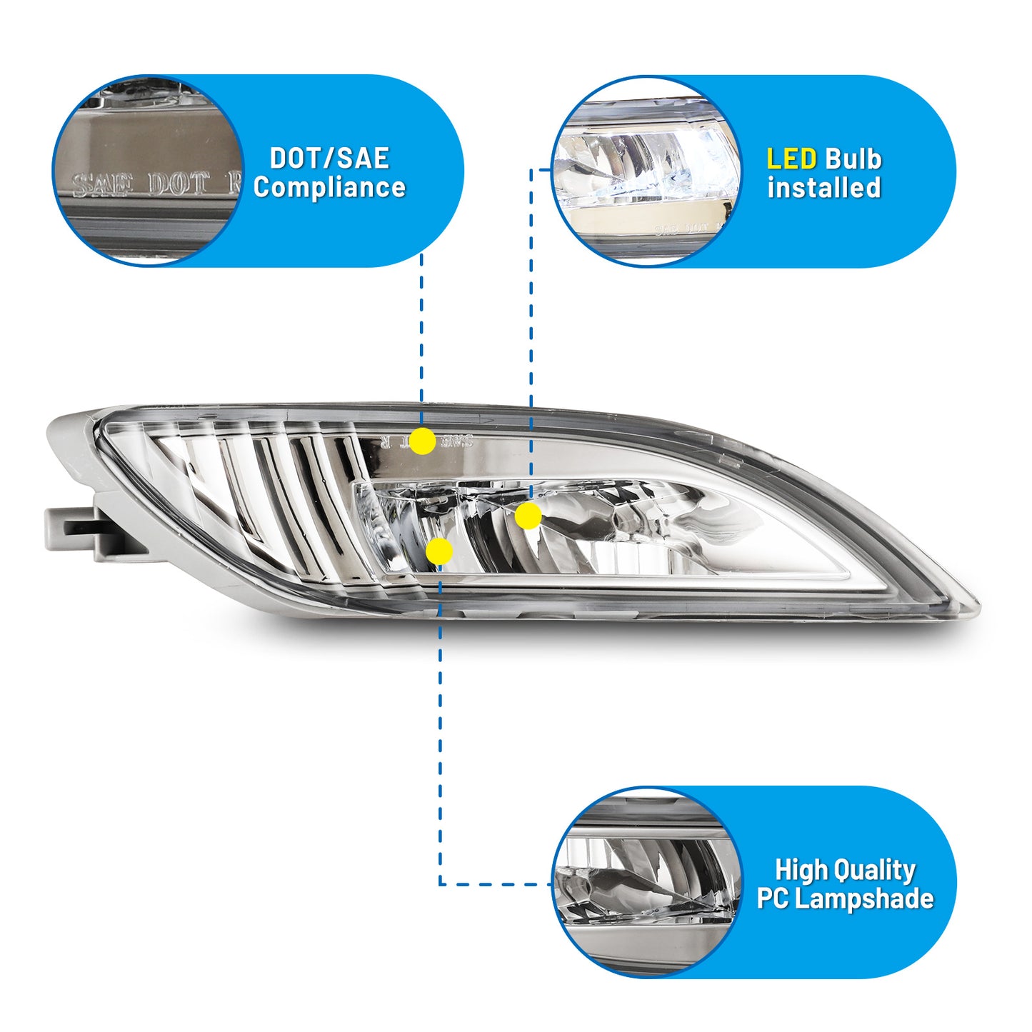 For 2006-2010 Toyota Sienna LED Fog Lights - Clear