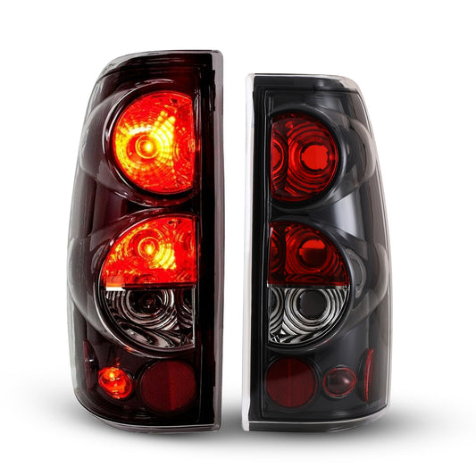 For 1999-2006 Chevy Silverado 1500 2500 3500/1999-2002 GMC Sierra 1500 2500 3500 Tail Light - Glossy Black/Clear