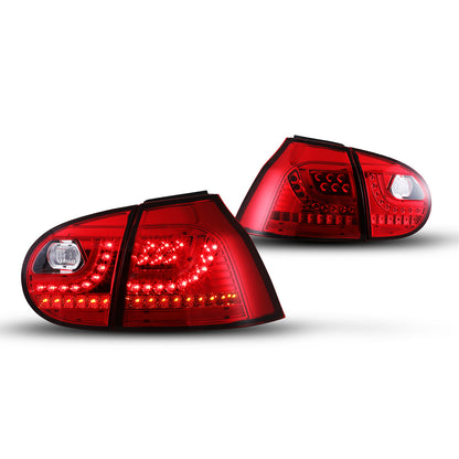 Feu arrière à LED Volkswagen GTI/Lapin 2006-2009 - Chrome / Rouge