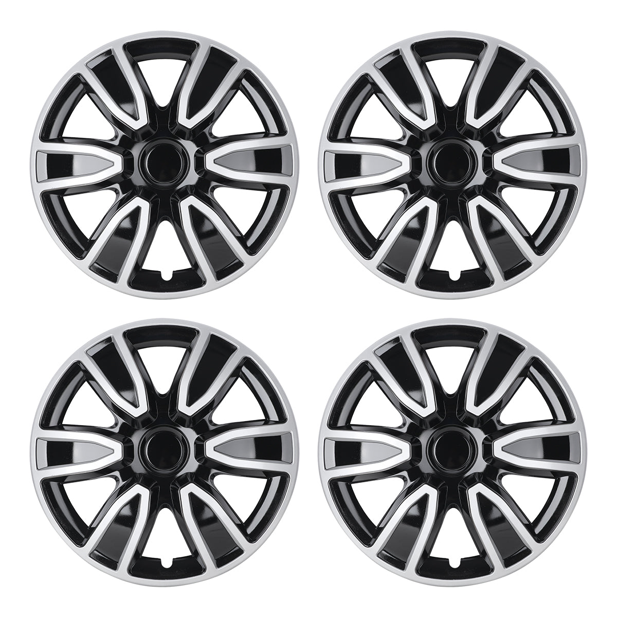 black and silver hubcaps