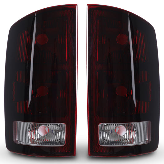 For 2002-2006 Dodge Ram 1500 2500 3500 Taillights - Chrome/ Smoke Red Lens