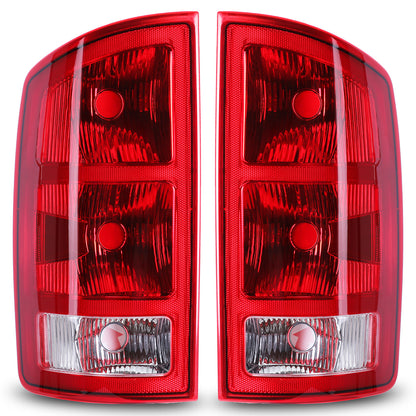 For 2002-2006 Dodge Ram 1500 2500 3500 Taillights - Chrome/ Red Lens