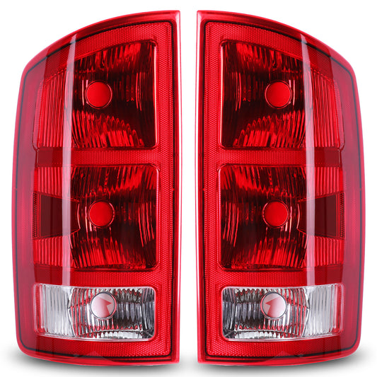 For 2002-2006 Dodge Ram 1500 2500 3500 Taillights - Chrome/ Red Lens