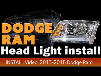 Head Lights for 2013-2018 Dodge Ram 1500 2500 3500 with Factory LED Position Light Headlights for Dodge Ram Chrome/Clear Lens