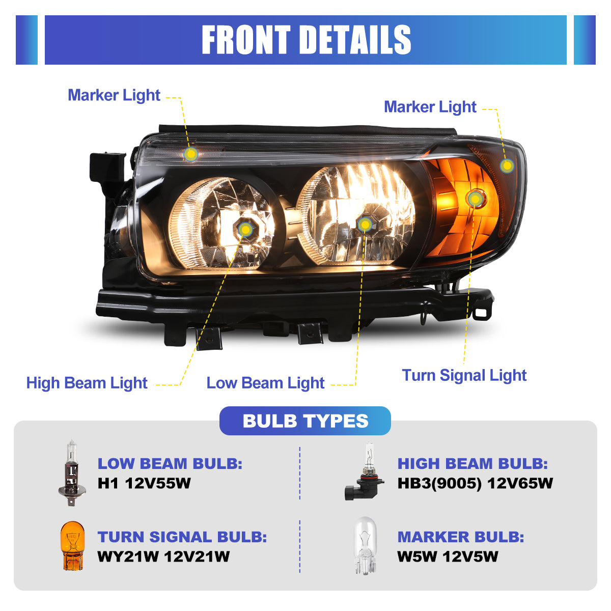 For 2006 2008 Subaru Forester Head Lights Black Clear Winjet Automotive