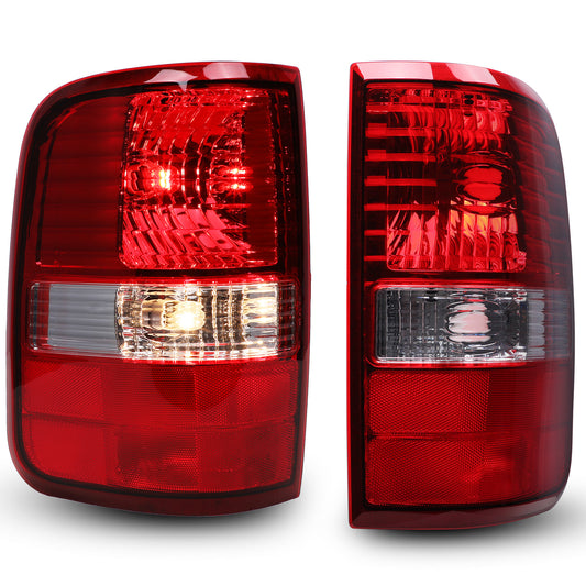 For 2004-2008 Ford F-150 Styleside Model OEM Tail Lights - Chrome / Red Lens