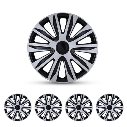 16 black hubcaps
