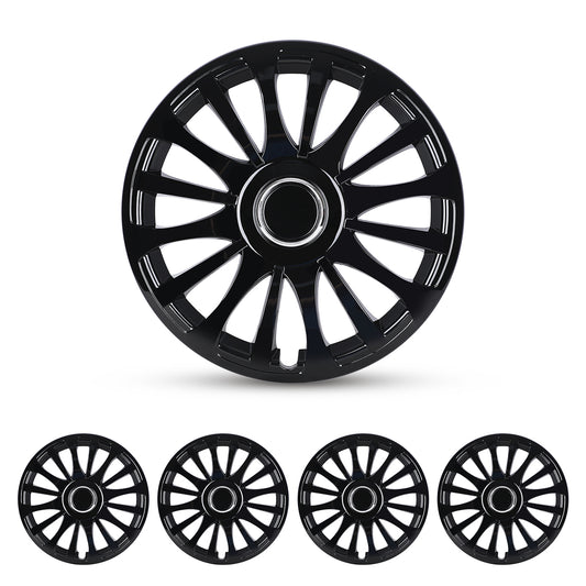 WINJET 15 inch Hubcaps Wheel Covers 5081 - Black Lacquer