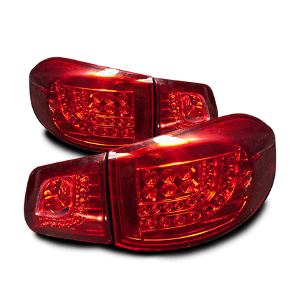 2009-2011 Volkswagen Tiguan LED Tail Lights - (Chrome / Red)