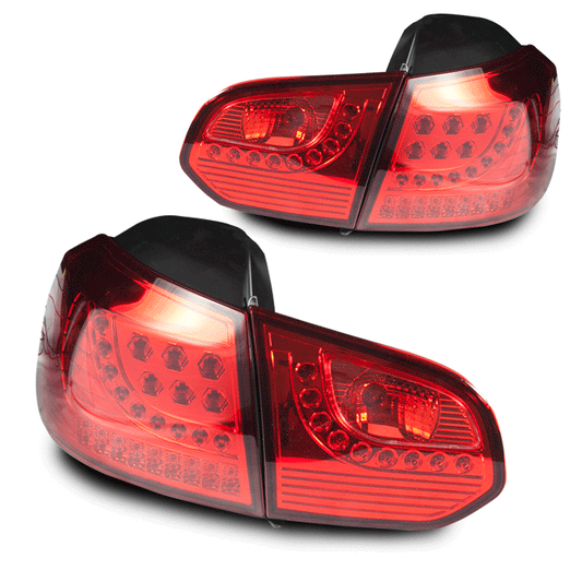 For 2010-2014 Volkswagen Golf/GTI LED Tail Lights - Chrome / Red