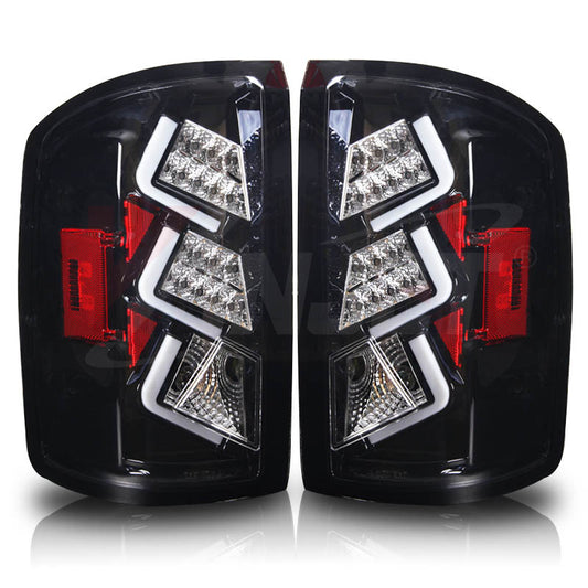 Luz trasera LED GMC Sierra 1500 2500HD 3500HD 2014-2018, negro brillante/transparente